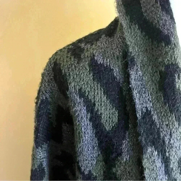 Evereve John Jenn Geo Open Front Collar Long Slouch Pocket Duster Cardigan SizeL - Picture 7 of 12